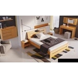 JVmoebel Schlafzimmer-Set, Schlafzimmer Möbel 3tlg. Set Bett Massivholz Nachttische beige