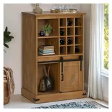 vidaXL Weinschrank HALDEN mit Weinregalen und Schiebetür Kiefer