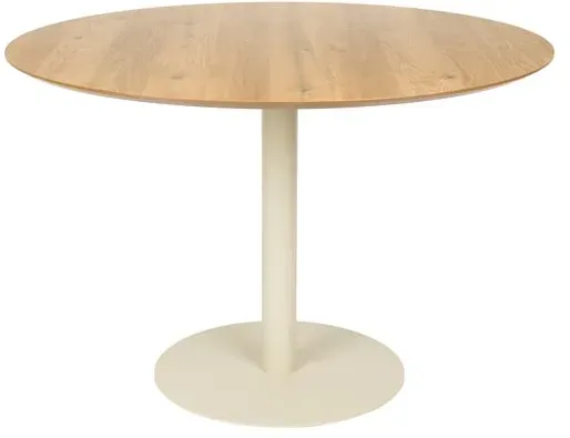 White Label Esstisch Steven Ø 110 cm Holzoptik Braun Eiche