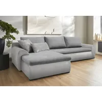 Ecksofa HOME AFFAIRE "Win L-Form" Sofas Gr. B/H/T: 285cm x 85cm x 176cm, Cord-Samtvelours, Recamiere beidseitig montierbar, Mit Bettfunktion und Bettkasten, grau (hellgrau, silbergrau) wahlweise mit Bettfunktion und Bettkasten Bestseller