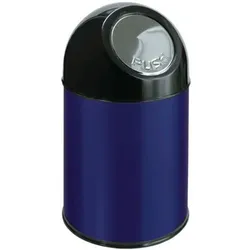 Push-Abfallbehälter aus Stahl, 30 Liter Volumen, blau
