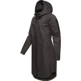 Ragwear Damen, Wasserdichte Übergangsjacke leichte Jacke lang mit Kapuze Belinka Dark Grey Melange24 Gr. S - S