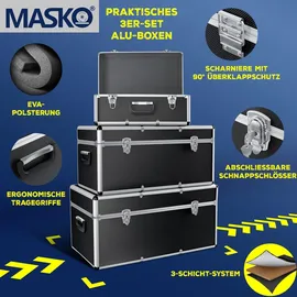 Masko Alubox Aluminium 194 l schwarz 3er SET