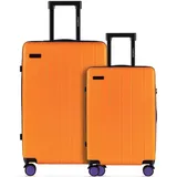 ETERNITIVE - Hartschalenkoffer Set 2-teilig | Reisekoffer aus ABS Gepäck mit TSA-Schloss | Größe: S & M | Reisekoffer mit 4 Zwillingsrollen 360° | Trolley Handgepäck 37L & Mittel 60L | Orange