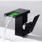 Badarmatur Schwarz Waschbecken Waschtischarmatur armatur Bad Küchen Wasserhahn Wasserfall Einhandmischer Waschtisch Spüle Mischbatterie