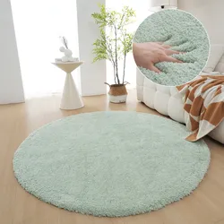 Hochflor-Teppich MY HOME "Microfaser Teppich Magong, besonders weich, sehr feiner Flor" Gr. 9, grün (pastellgrün), H:25mm Ø:140cm, Kunstfaser, Teppiche, unifarben, weiche Teppiche, Wohnzimmer, Schlafzimmer, Kinderzimmer