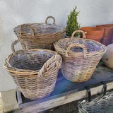 3er SET Korb Rattankorb Füllkorb Rattan geflochten rund 30/35/40cm Landhauswelt