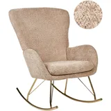 Schaukelsessel Sandbeige Bouclé Stoff Mit Armlehnen Goldene Beine Für Wohnzimmer Kinderzimmer Schlafzimmer Wohnbereich Modernes Design