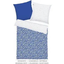 Tom Tailor Wendebettwäsche ORGANIC LEAVES Blau 155 x 220 cm + 80 x 80 cm