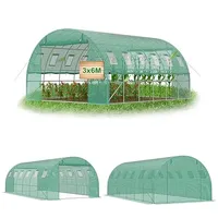 VA-Cerulean Gewächshaus Foliengewächshaus 600x300x200 cm Tomatenhaus Folientunnel mit verzinktem Stahlrahmen Winterfest Stabil Treibhaus Gartengewächshaus für Garten & Anzucht Grün