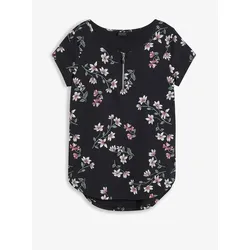 bonprix Shirt mit Reißverschluss, schwarz, 48/50 (XL), mit Baumwolle