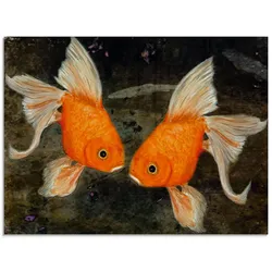 Glasbild ARTLAND "Turtelfische", orange (farbe bild(er): orange), B:60cm H:45cm, Bilder, in verschiedenen Größen