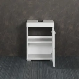 WELLTIME Waschbeckenunterschrank 1 Tür 40 x 56 x 34 cm Weiß/Weiß Hochglanz
