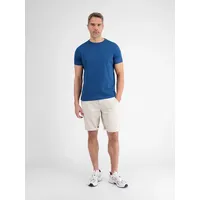 LERROS T-Shirt LERROS Unifarbenes Basic T-Shirt mit Logostitch blau