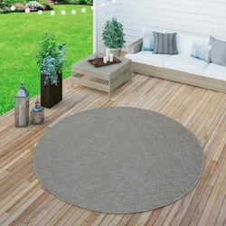 Teppich PACO HOME "Timber 125", grau, H:4mm Ø:160cm, Polypropylen (PP), Teppiche, Flachgewebe, Sisal Optik, In- und Outdoor geeignet, Wohnzimmer