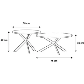 Feldmann-Wohnen Couchtisch, Weiß, Holz, Rund,Rund, X-Form, 133x42x75 cm, Wohnzimmer, Wohnzimmertische, Couchtische