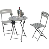 Balkonset Gartenset 3-teilig Tisch Stühle Terrassenset grau