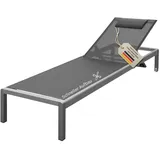 Aluminium Liege Alu Gartenliege Sonnenliege Liegestuhl Rollliege Textilene Grau