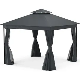 Blumfeldt Mondo Dual Pavillon 3 x 3 m inkl. Moskitonetz Silber