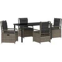 vidaXL 5-teiliges Garten-Dining-Set Grau Poly-Rattan