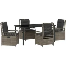 vidaXL 5-teiliges Garten-Dining-Set Grau Poly-Rattan