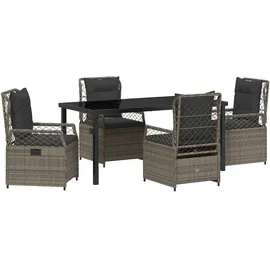 vidaXL 5-teiliges Garten-Dining-Set Grau Poly-Rattan