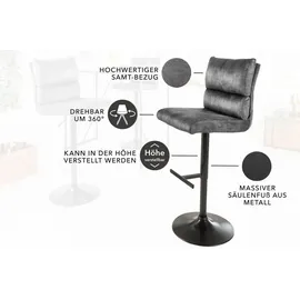 Riess-Ambiente Barhocker COMFORT 1 St höhenverstellbar drehbar dunkelgrau / schwarz