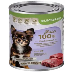 18 x 400 g Lecker.Pet® Josie's 100 % Muskelfleisch Rind Hundefutter Nassfutter