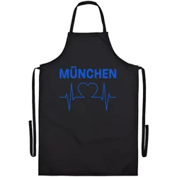 multifanshop Grillschürze - München blau - Herzschlag - Druck blau - Schürze