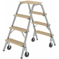 MUNK Stahl-Holz-Tritt Brems-Bockrollen 4 Stufen