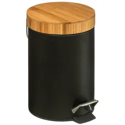 Badezimmer Papierkorb Bambu-Schwarz 3L Kollektion 'Natureo'.