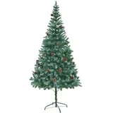 vidaXL Künstlicher Weihnachtsbaum mit Tannenzapfen grün 210 cm