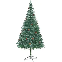 vidaXL Künstlicher Weihnachtsbaum mit Tannenzapfen grün 210 cm