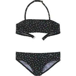 Bandeau-Bikini BUFFALO "Candy Kids", Kinder, Gr. 170/176, N-Gr, schwarz (schwarz, bedruckt), Recycling-Polyamid, bedruckt, gepunktet, Bikini-Sets, mit Streusel-Druck