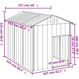 vidaXL Hundehütte mit Dach Anthrazit 117x153x123cm Verzinkter Stahl