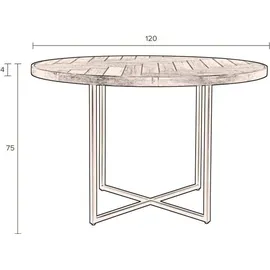 Dutchbone Esstisch CLASS BLACK mit Fischgrät Platte rund Ø 120 cm von DutchBone - Schwarz