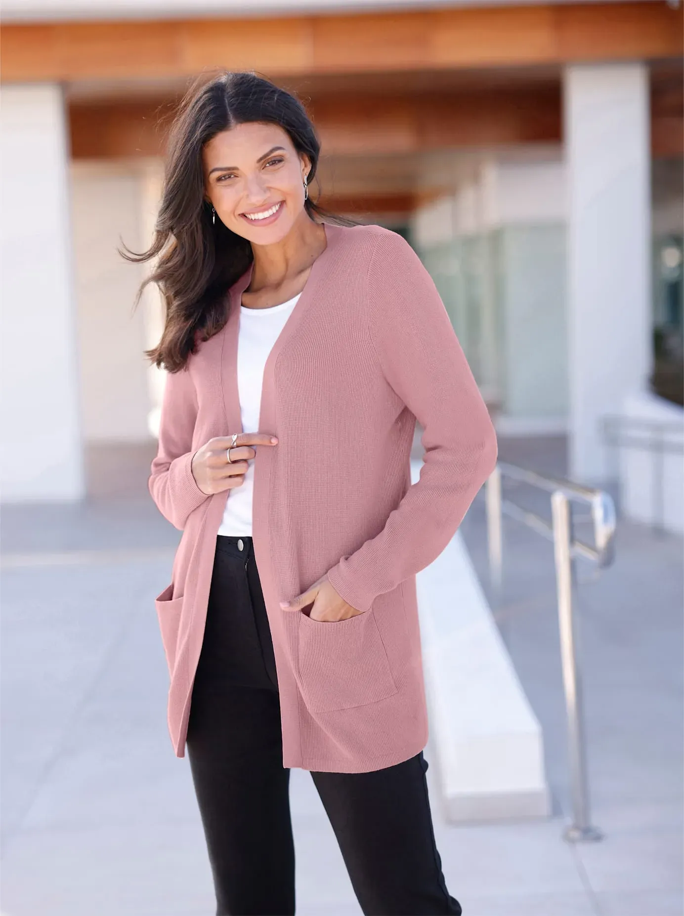 Strickjacke CLASSIC BASICS, Damen, Gr. 56, lila (hortensie), 80% Viskose, 20% Polyamid, unifarben, Strickjacken Strickjacke