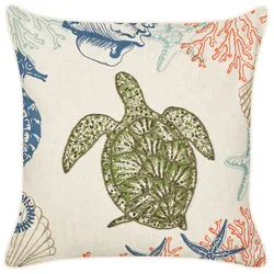 Dekokissen ALGAE Leinen 45 x 45 cm Beige Tiermuster