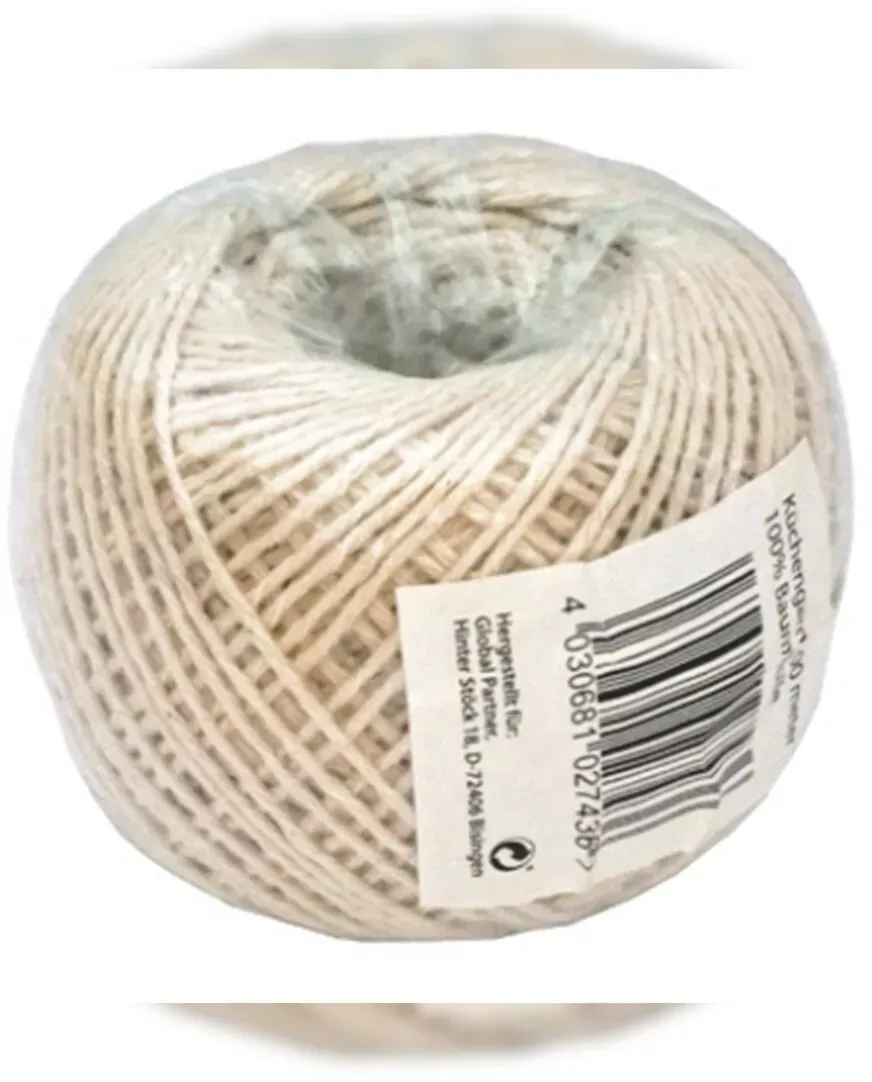 ohne Marke Küchengarn Baumwolle Bindegarn Kochgarn Küchenschnur 100 Meter Naturgarn zum Kochen Braten Grillen