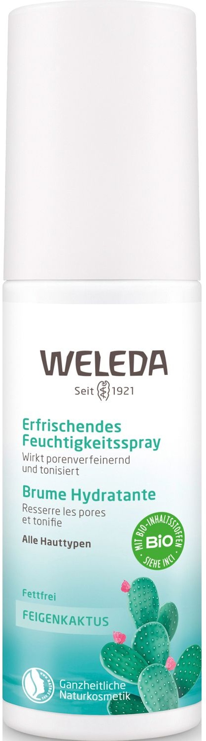 Weleda Feigenkaktus Erfrischendes Feuchtigkeitsspray, wirkt porenverfeinernd, tonisiert. Klebt nicht