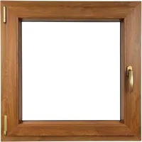 ALUCON Fenster 900x900 mm – Fenster 90x90 cm – Kunststofffenster Innen Goldene Eiche/Außen Goldene Eiche – Flügelfenster DIN Links