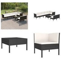 vidaXL 9 tlg. Garten Lounge Set mit Auflagen Poly Rattan Schwarz - Garten-Sofagarnitur - Garten-Sofagarnituren - Gartensofa-Set - Gartensofa-Sets - Schwarz