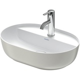 Duravit Luv Aufsatz-Waschtisch 0380502300 50x40cm, geschliffen, 1 Hahnloch, ohne Überlauf, mit Hahnlochbank, weiß/grau seidenmatt