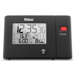 Mebus 25795, Digitaler Wecker, Rechteck, Schwarz, 12/24 h, F, °C, Zeit