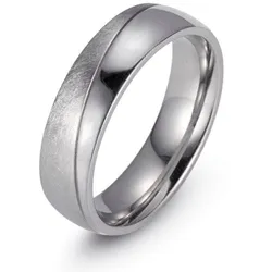 Trauring FIRETTI "Schmuck Geschenk "LIEBE" mit Vertiefung, ca. 7,0mm breit" Gr. 64, silber (edelstahlfarben), Fingerringe, 64, Edelstahl, 7mm, mit Zirkonia (synth.)