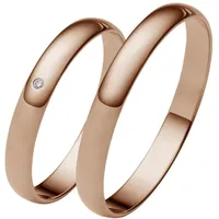 FIRETTI Trauring "Schmuck Geschenk Gold 375 Hochzeit Ehering "LIEBE" Gr. 56, rosa (roségoldfarben), Fingerringe, Damen, 56, 0,01 SI = kleine Einschlüsse mit Brillant, Roségold 375, 3mm, Trauring, Made in Germany, wahlweise mit oder ohne Brillant