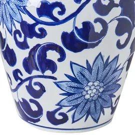 Beliani Vase mit Deckel Cuenca Porzellan 36 cm Weiß / Blau