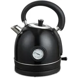 MOA Wasserkocher Retro - 2200 Watt - 1,8 Liter - Edelstahl - BPA-frei - Elektrisch - Schwarz - EK3TB