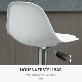 Homcom 2er-Set Barhocker mit Lehne Höhenverstellbar Weiß Stahl 40 x 42 x 82-104cm