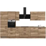 Nobilia Küchenleerblock Structura, II"", braun (front: Eiche dunkel, Metall, nur wie online abgebildet bestellbar, 360 cm, Blauer Engel, Pefc, Goldenes M, Made in Germany, DGM-Klimapakt, seitenverkehrt erhältlich, vormontierter Korpus, Küchen,